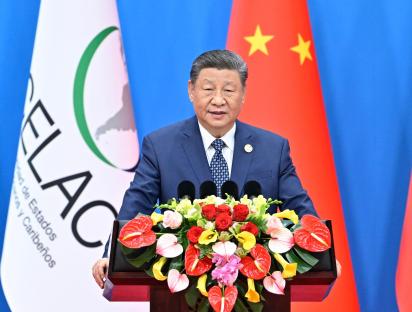 Xi Jinping giving a keynote speech at the opening ceremony of the China-CELAC Forum.