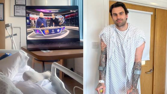 ‘Proud’ Adam Collard shows support for Laura Woods from hospital bed as fiancee makes TNT Sports return