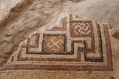 Mosaic with swastikas at the Church of the Apostles in Madaba, Jordan.
