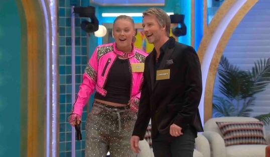 JoJo Siwa and Chesney Hawkes on a game show.