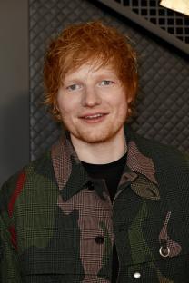 Portrait of Ed Sheeran at the 66th Grammy Awards.