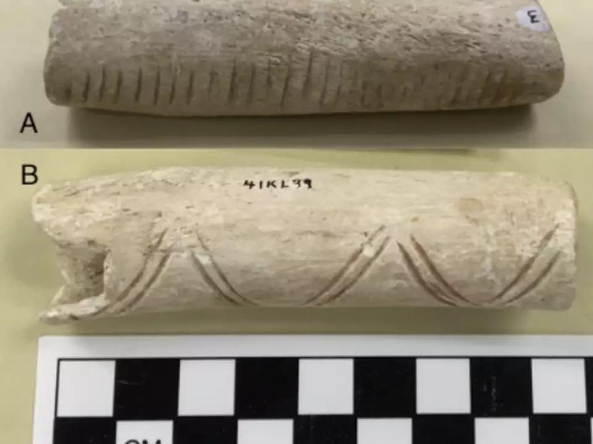 Two carved bone artifacts.