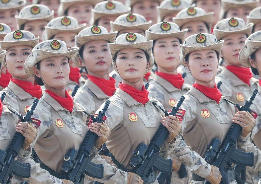 Militia formation at a military parade in Beijing.