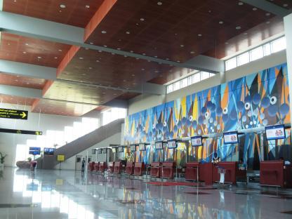 Mattala Rajapaksa International Airport check-in counters.