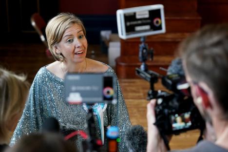 Andrea Jenkyns giving a post-election interview.