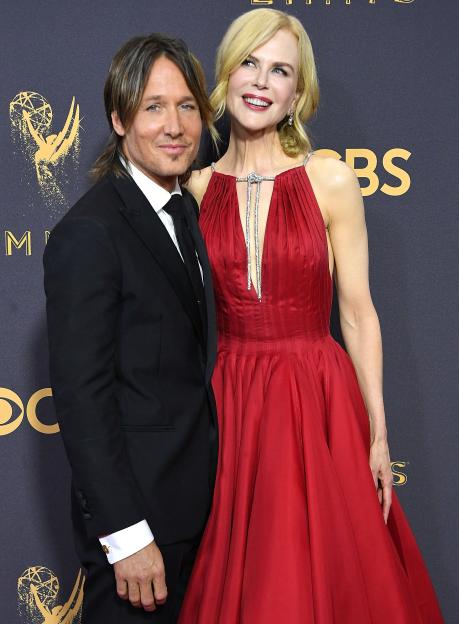 Keith Urban and Nicole Kidman posing at the 69th Annual Primetime Emmy Awards.