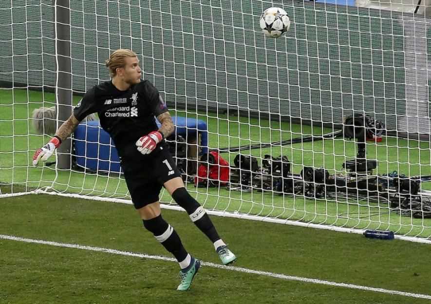 FILE - Liverpool goalkeeper Loris Karius looks at the ball after a fumble allowed Real Madrid's Gareth Bale to score his side's 3rd goal during the Champions League Final soccer match between Real Madrid and Liverpool at the Olimpiyskiy Stadium in Kiev, Ukraine, May 26, 2018. Loris Karius could be back in the spotlight. The Newcastle goalkeeper is in line to play Sunday against Manchester United in the English League Cup final at Wembley. It's been nearly five years since his last appearance for an English club. The Germans gaffes  later shown to be concussion related  were costly in Liverpools 3-1 loss to Real Madrid in the 2018 Champions League final. (AP Photo/Darko Vojinovic, File)
