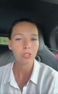 Ellie Grey speaking in a car.