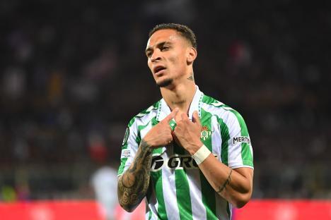 Antony of Real Betis celebrates scoring a goal.