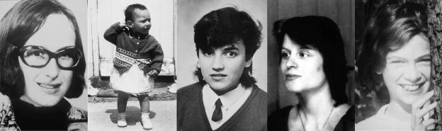 Collage of photos of the ten girls murdered by Rose West.
