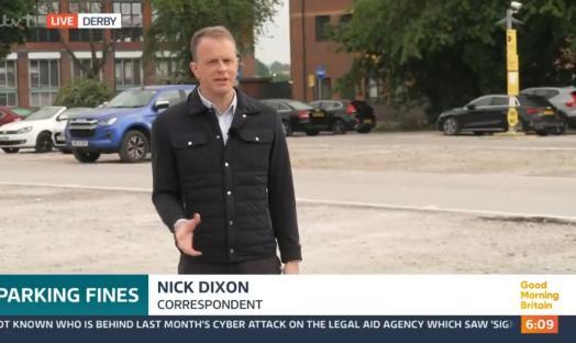 News reporter Nick Dixon reporting on parking fines in Derby.
