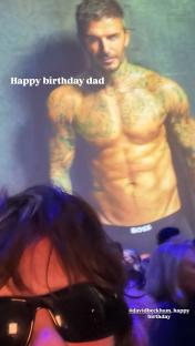 Photo of Cruz Beckham wishing his dad, David Beckham, a happy birthday.