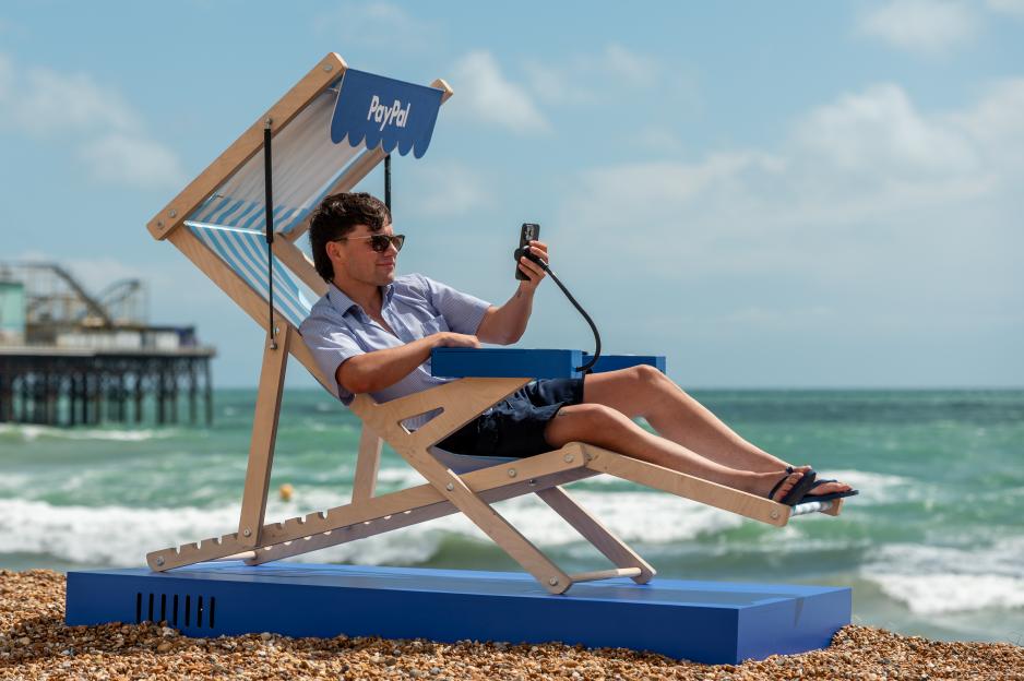 Humble deck chair gets ultra modern makeover… complete with phone charger and screen glare block