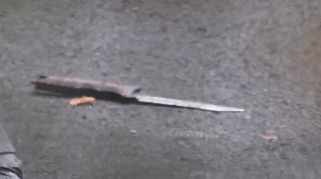 A knife lying on the ground.