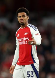 Alamy Live News. 3B0F7MB London, UK. 23rd Apr, 2025. Ethan Nwaneri of Arsenal during the Arsenal vs Crystal Palace Premier League match at the Emirates Stadium, London. Picture credit should read: David Klein/Sportimage Credit: Sportimage Ltd/Alamy Live News This is an Alamy Live News image and may not be part of your current Alamy deal . If you are unsure, please contact our sales team to check.