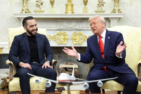 President Trump meeting with Nayib Bukele in the Oval Office.