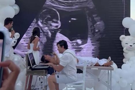 Watch the most OTT gender reveal where mum-to-be gets live ultrasound in front of guests followed by lavish fireworks