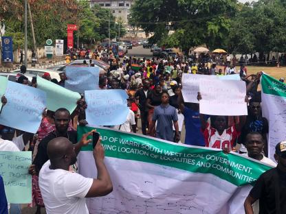 Itsekiri community youths protest against INEC delineation of wards