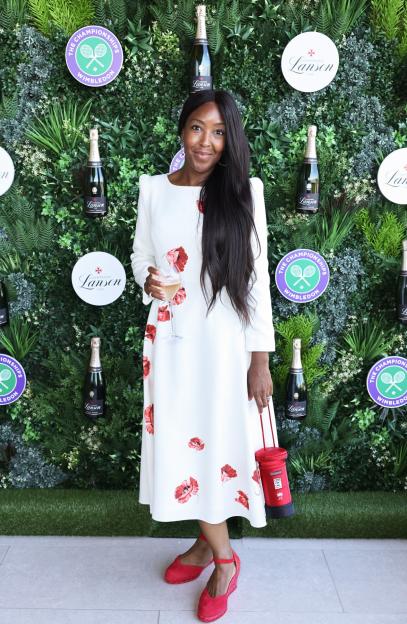 WIMBLEDON, ENGLAND - JUNE 30: Angellica Bell with Champagne Lanson at The Championships, Wimbledon on June 30, 2025 in Wimbledon, England. (Photo by Max Cisotti/Dave Benett/Getty Images for Champagne Lanson)