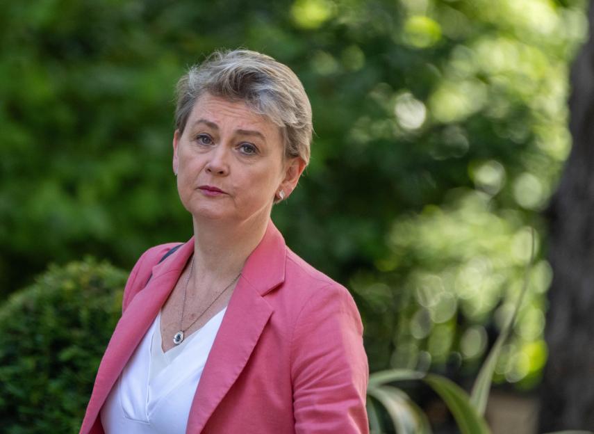 Yvette Cooper, Home Secretary, arriving at a cabinet meeting.