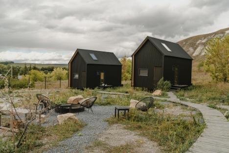 Empty glamping houses.