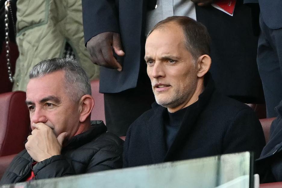 Head coach Thomas Tuchel in the stands watching a football match.