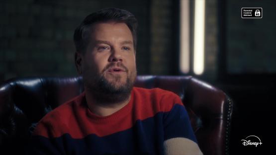 James Corden in a promotional image for a Disney+ show.