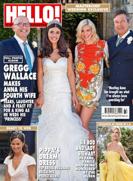 Hello! magazine cover featuring Gregg Wallace's wedding.