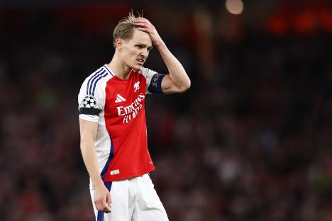 Martin Odegaard of Arsenal during a Champions League match.