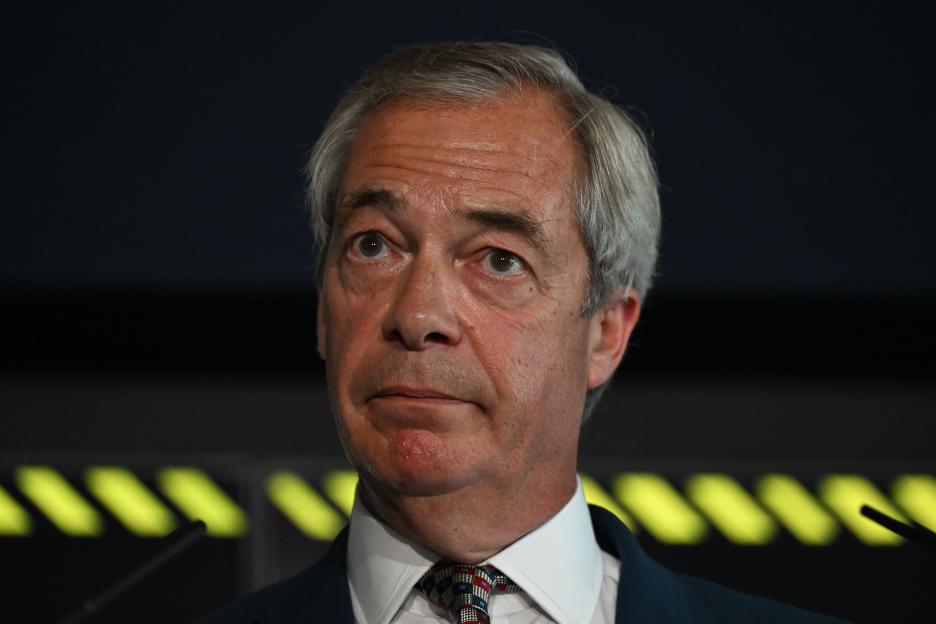 Nigel Farage at a press conference.