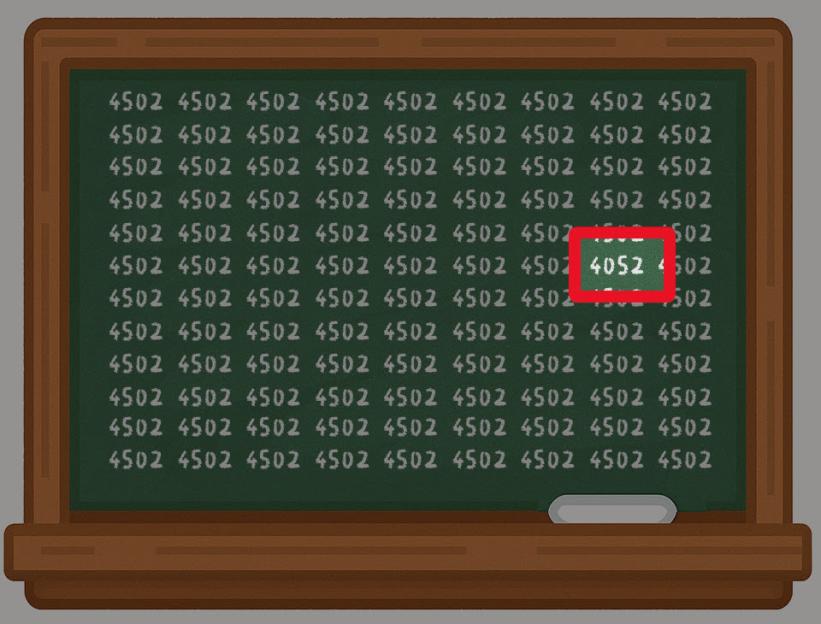 Illustration of a chalkboard with the number 4052 highlighted among many instances of 4502.