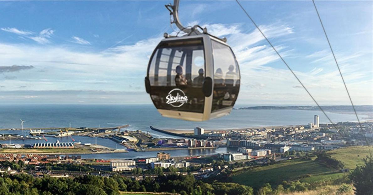 Gondola lift over Swansea, Wales.