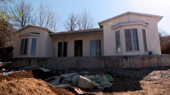 Newly constructed house under construction.