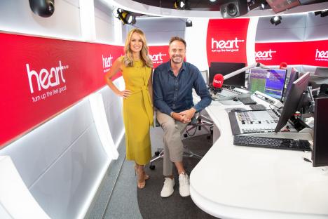 Amanda Holden and Jamie Theakston at the Heart Radio studio.