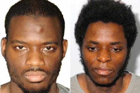 An image collage containing 2 images, Image 1 shows Mugshot of Michael Adebolajo, Image 2 shows Mugshot of Michael Adebowale