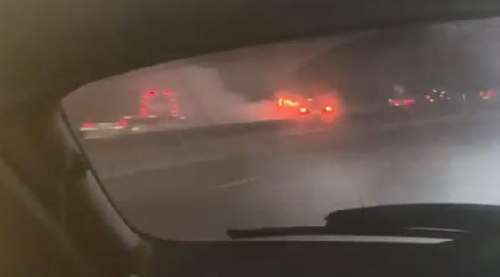 Car fire on a motorway.