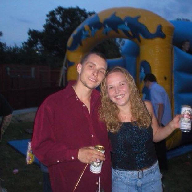 Photo of Lee Redpath and Lauren Laul at a party.