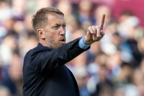 Graham Potter, manager of West Ham United, instructing during a game.