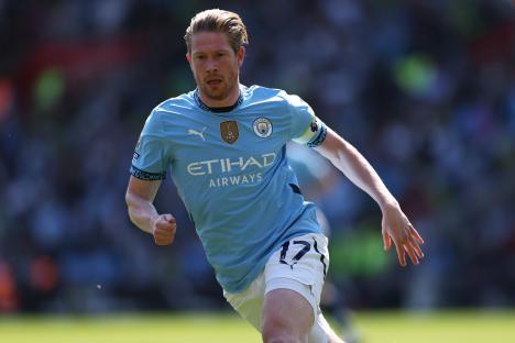 Kevin De Bruyne of Manchester City in a soccer match.