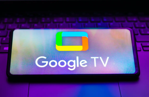 Google TV logo on a phone screen.