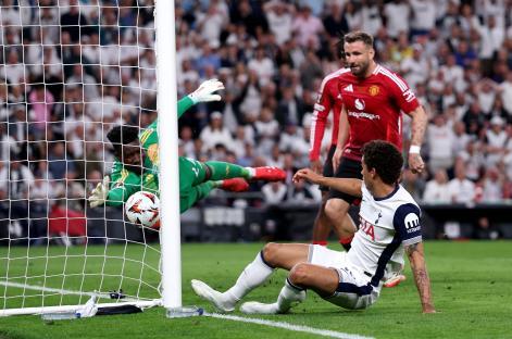 Brennan Johnson of Tottenham Hotspur scoring a goal.
