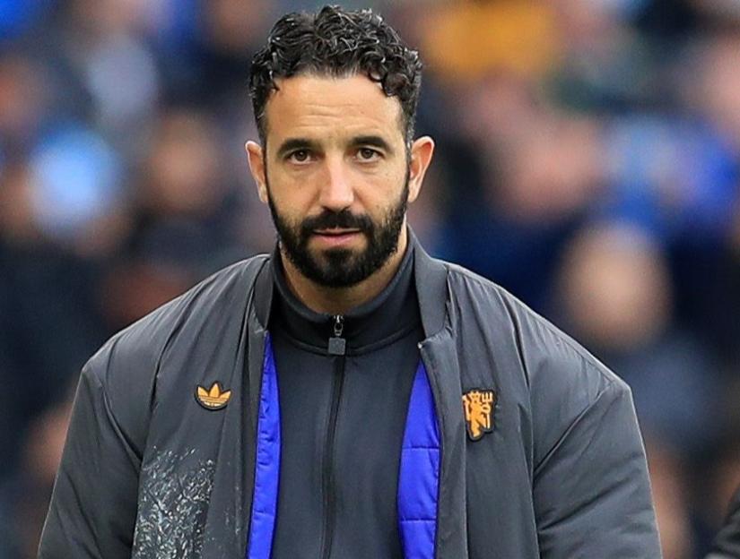 Ruben Amorim, Manchester United manager, at a Premier League match.
