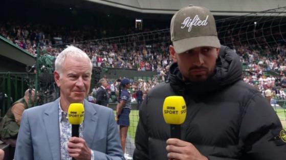Nick Kyrgios being interviewed by the BBC at Wimbledon.