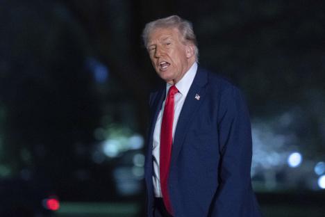 President Donald Trump speaking to reporters.