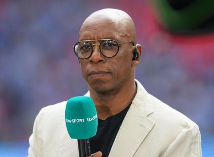 Ian Wright, football TV presenter, at Wembley Stadium.
