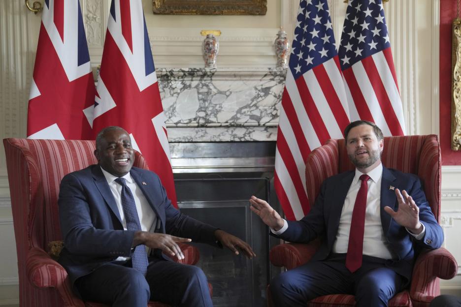 Vice President JD Vance and Britain's Foreign Secretary David Lammy meeting at Chevening House.