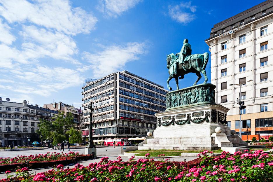 Prince Michael statue at Square of the Republic in Belgrade, Serbia.