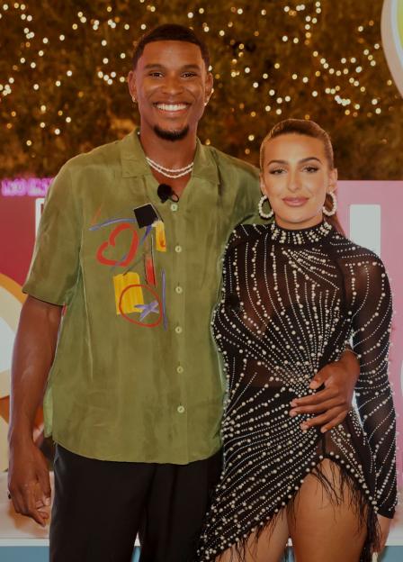 Editorial Use Only. No Merchandising. No Commercial Use. Mandatory Credit: Photo by Matt Frost/ITV/Shutterstock (15426580do) Toni Laites and Cach Mercer are crowned winners of Love Island 'Love Island' TV Show, Series 12, The Live Final, Mallorca, Spain - 04 Aug 2025