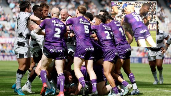 Shocking moment enormous brawl breaks out in rubgy league after star is sin binned for ‘horrendous hit’