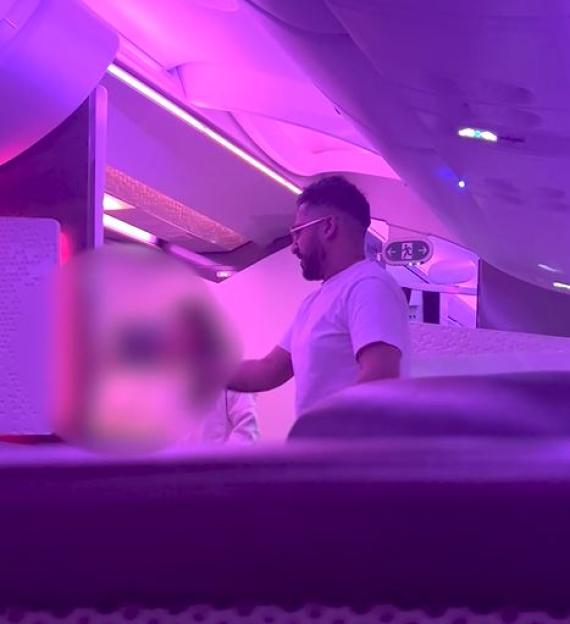Salman Iftikhar on a plane.